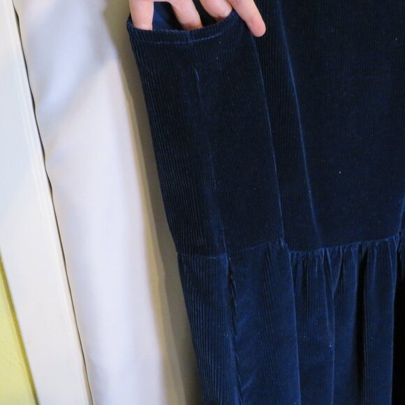 Vintage Allen Solly 100% cotton Navy Blue Corduroy Jumper Dress - Picture 7 of 7